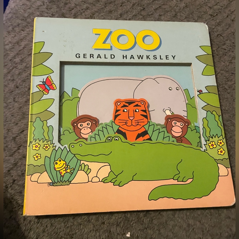 Zoo Children's Book by Gerald Hawksley VTG Orange green handheld toddler
